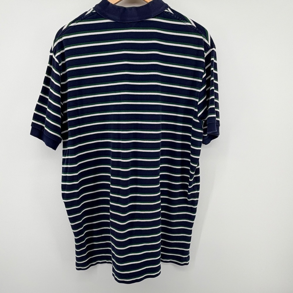 Polo Ralph Lauren Mens XL Striped Polo Shirt Navy Blue Green White Yellow Pony - Picture 2 of 6